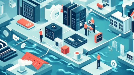 Obraz premium Resilience strategies visualized featuring disaster recovery tools and scalable infrastructure to maintain operational continuity