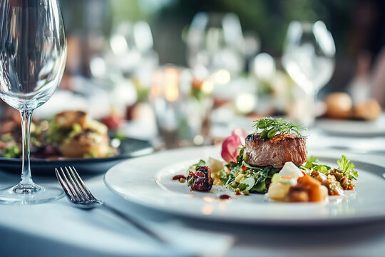 Tasty dishes in michelin star restaurant