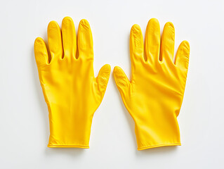 Bright yellow rubberized garden gloves displayed on a white background in a minimalist product shot

