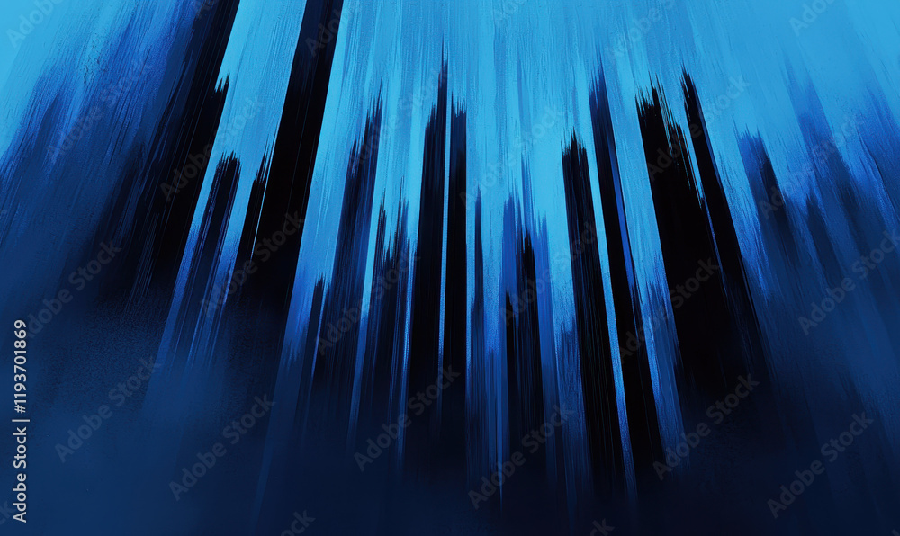 Poster dynamic blue skyline abstract art: captivating modern urban architecture with vertical motion and vi