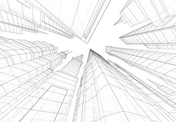 Fototapeta premium 3d rendering of modern office buildings in the city 