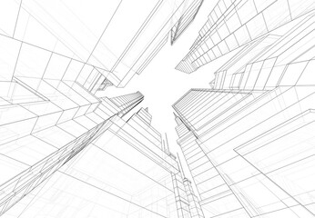 3d rendering of modern office buildings in the city 