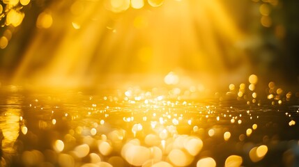 A celestial spiritual sun radiating soft golden light with gentle rays extending on a clear bright surface.