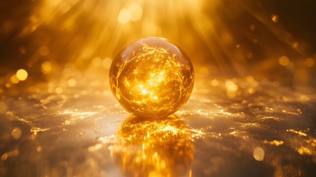 A celestial spiritual sun radiating soft golden light with gentle rays extending on a clear bright surface.