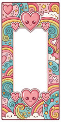 Valentine's Day design, photo frame, cover, card border, cute cartoon graffiti art, transparent background