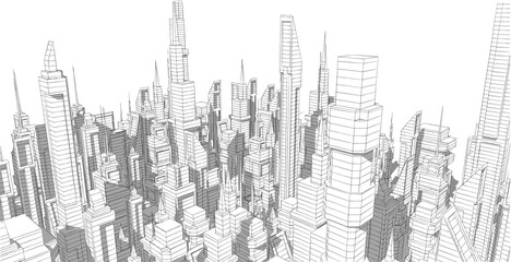 3d rendering of modern office buildings in the city 