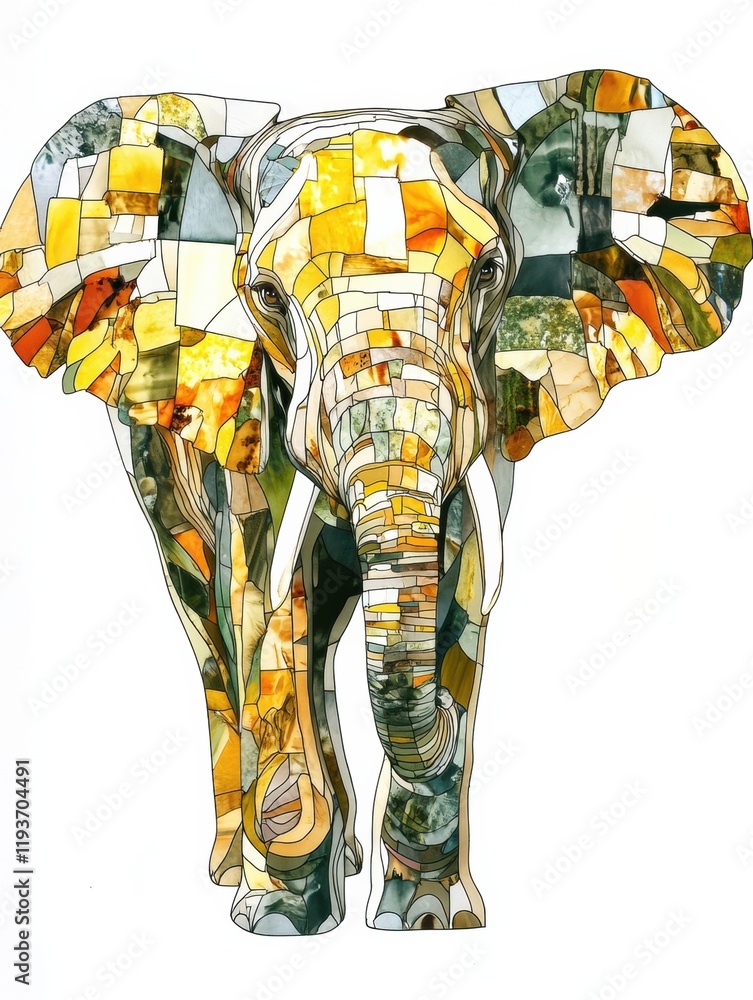 Fototapete detailed illustration of a colorful elephant showcasing unique patterns and textures in vibrant shad