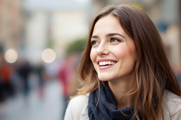 Fototapeta premium Smiling woman looking away