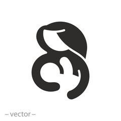breastfeeding, mother feeding newborn baby icon, feed breast, flat vector illustration