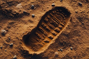 Astronaut footprint on marsian surface