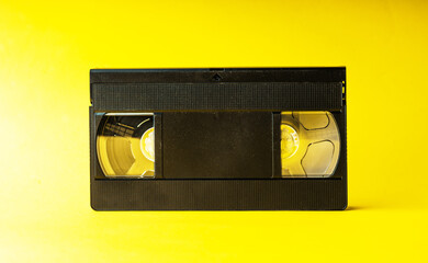  Video cassette tape. Retro videotape with movie.