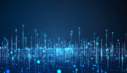 Abstract futuristic blue technology background with circular elements and glowing lines