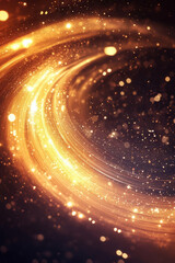Obraz premium Stunning golden swirl with sparkling lights and cosmic elements