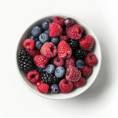 A bowl of mixed berries including raspberries, blackberries, and blueberries