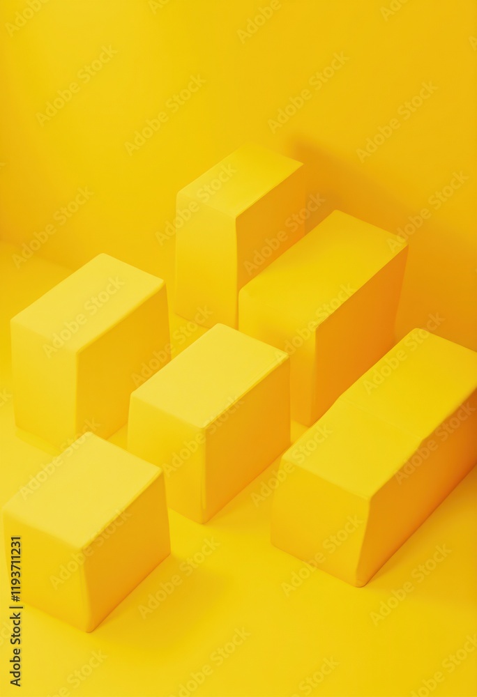 Poster yellow rectangular cubes on a vibrant background