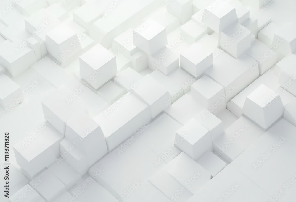 Poster abstract white background with geometric cubes perspective