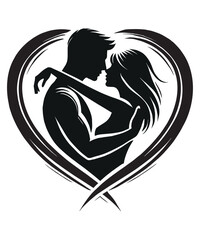 Happy Valentine's Day image. Abstract pattern of loving couple and romantic silhouette of vector illustration