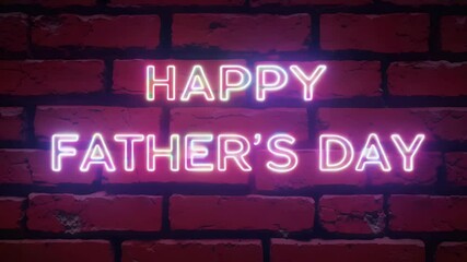 Neon Father’s Day animation textured brick background offering bold modern style festive banners celebratory posts