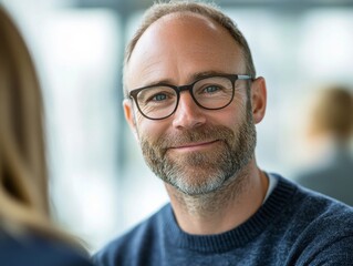 Smiling Professional Man Wearing Glasses