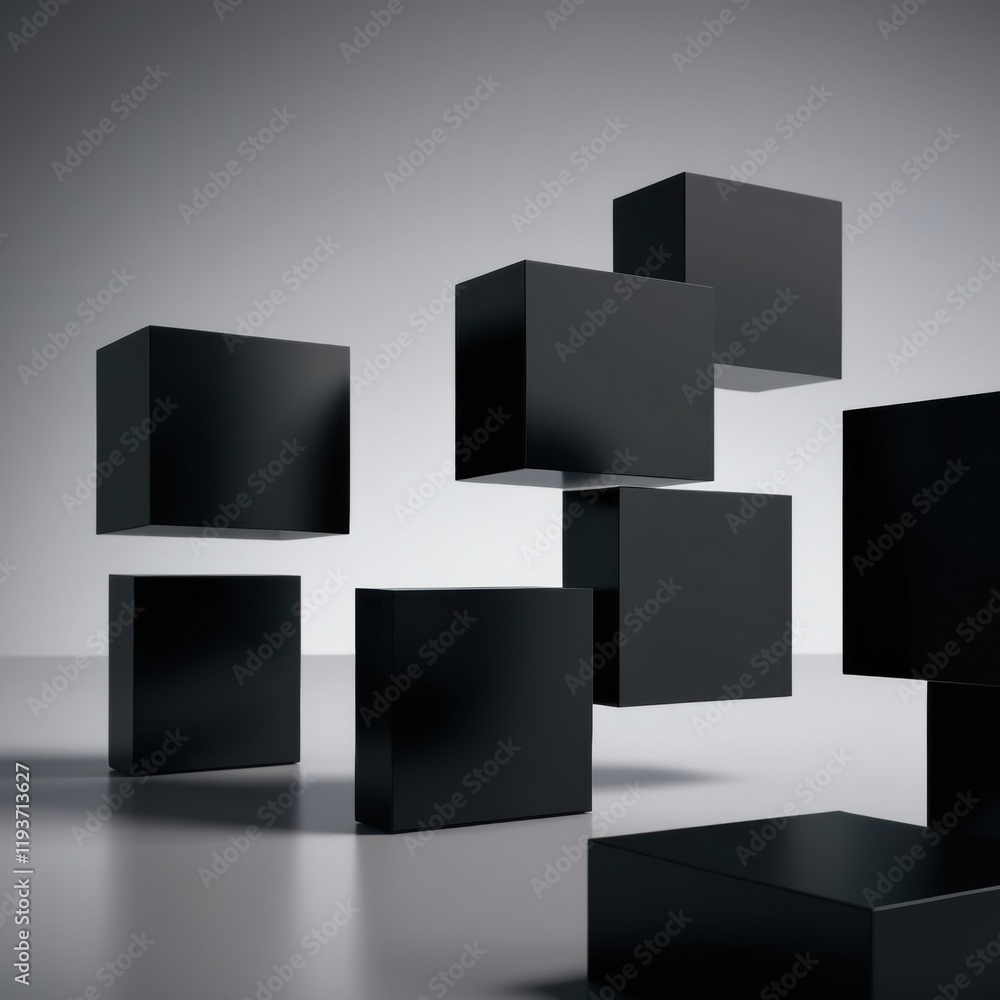 Poster Black Cubes in a Simple Background