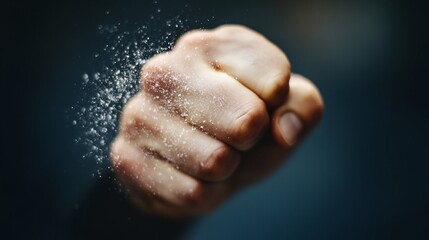 a hand on a dark background