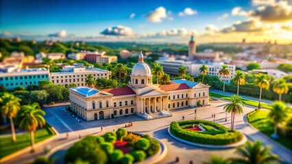 Obraz premium Santo Domingo Presidential Palace: Tilt-Shift Miniature Cityscape