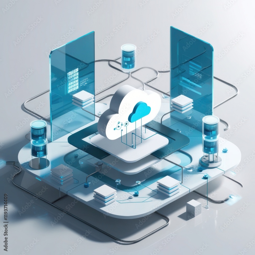 Poster Cloud Computing Data Storage and Application Development Concept
