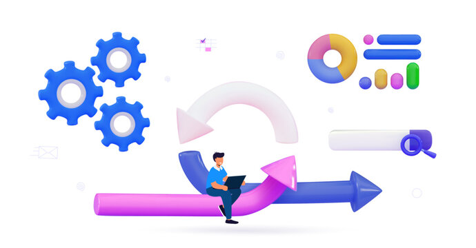 3d Agile development decisions methodology business concept Agile life rule cycle for software development diagram SCRUM
