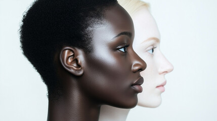 Artistic Profile of Black and White Models with Striking Contrast  
