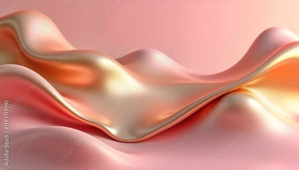 Poster abstract 3d pink gold background features smooth metallic textures, soft reflections. elegant design