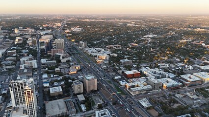 aerial views of downtown austin