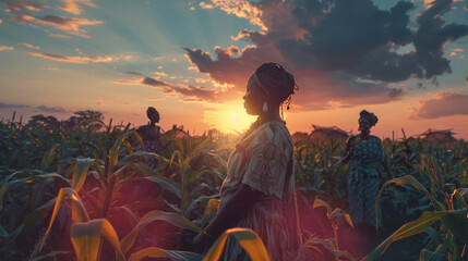 In Malawi; women labor in a maize field; their voices rising in song; with every note strengthening the bond of unity and the shared effort required to sustain their agricultural way of life.