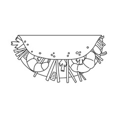 Vietnamese street snack Banh Xeo. Asian doodle style fast food. Vector illustration