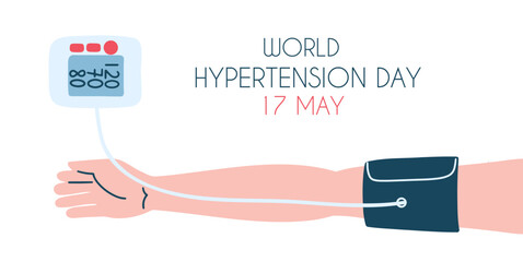 World hypertension day 17 may. Blood pressure measurement vector design banner.
