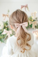 Naklejka premium Charming softgirl aesthetic with delicate pink bows for creative design