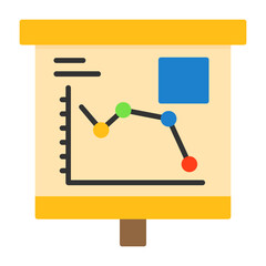 Falling Line Graph Flat Style Icon