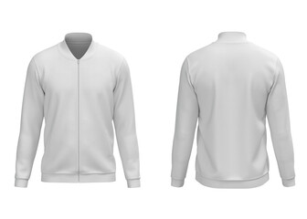 White basic varsity zipper front and back view for mockup © Wendi