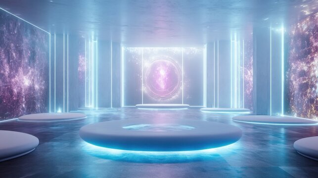 Futuristic Chamber With Holographic Guides