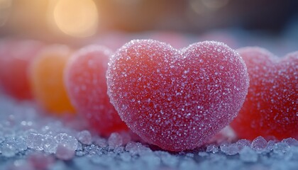 Obraz premium Group of Red Heart-Shaped Candies