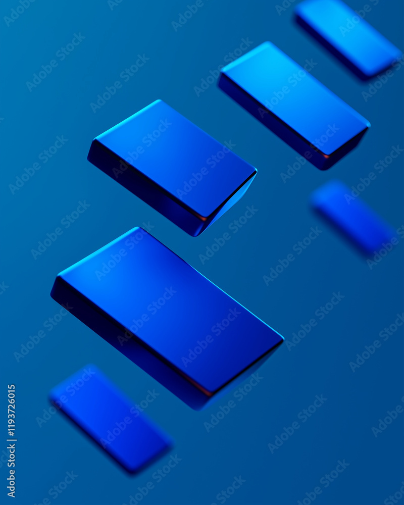 Poster rectangular blue technology shapes in 3d design with modern abstraction and digital style