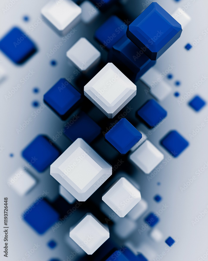Poster 3D cubes floating in an abstract background with modern design
