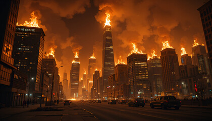 Naklejka premium a large city on fire