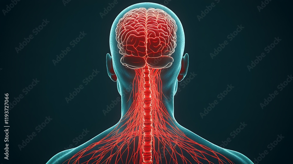 Poster human brain and spinal cord neural network anatomy