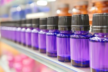 Display of essential oils promoting relaxation and wellness for aromatherapy enthusiasts