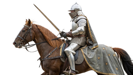 Naklejka premium Knight On Horseback isolated on transparent background.