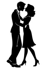 Couple kissing black silhouette vector, Valentine day. Simple silhouette Design vector icon with white background	