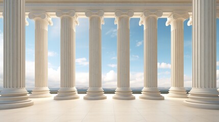 Fototapeta premium Solid Architectural Columns of a Washington Building in America. Perfect for Legal & Law-Related Projects