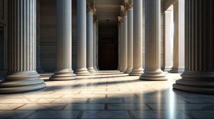 Solid Architectural Columns of a Legal Building in Washington DC, USA