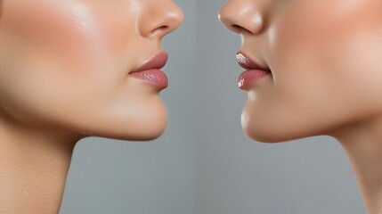 Obraz premium woman tightening the chin before and after the procedure woman tightening the chin before and after the procedure before and after