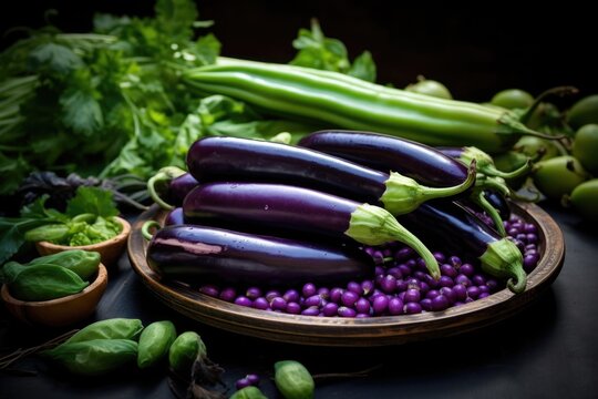 Surti Undhiyu - Traditional Gujarati Recipe with Garden Fresh Purple Eggplant and Valor Beans. Aubergine, Hyacinth Beans, and More